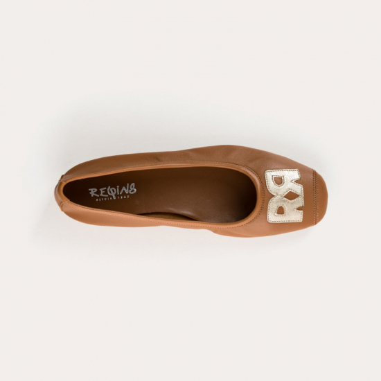 BALLERINES REQINS HAVA CUIR CAMEL